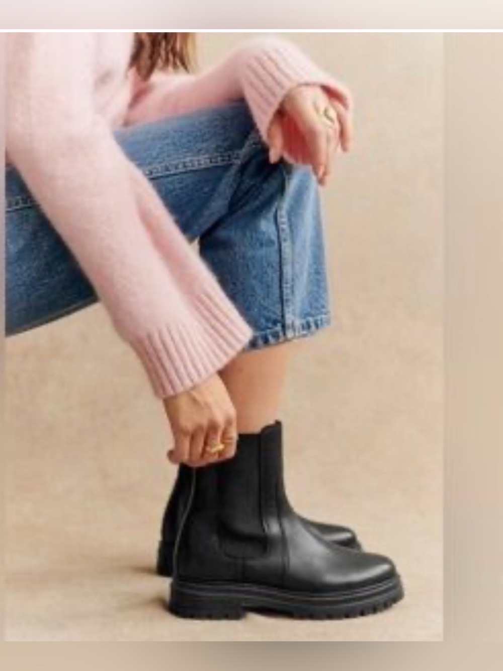 Sézane Lena Low Boots in smooth black FR 39 / US 8